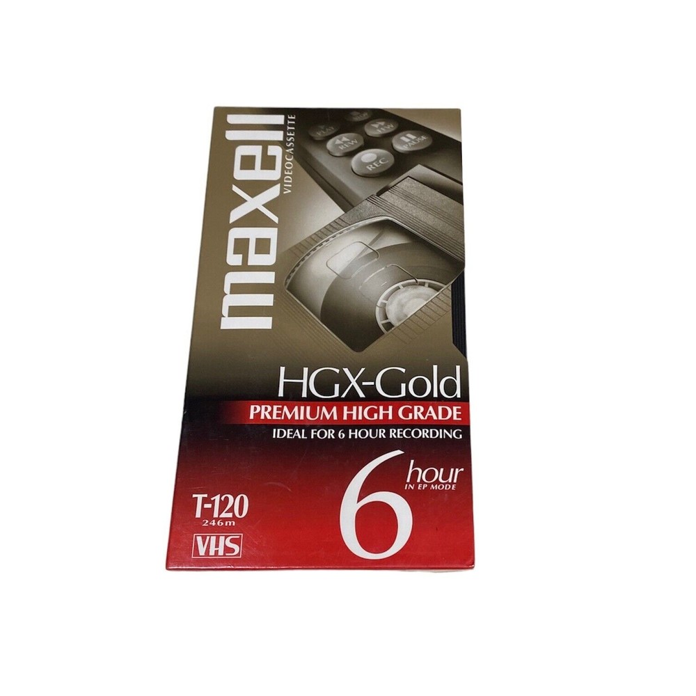 MAXELL HGX-GOLD T120 PREMIUM HIGH GRADE VIDEO CASSETTE BLANK, NEW SEALED PACKAGE